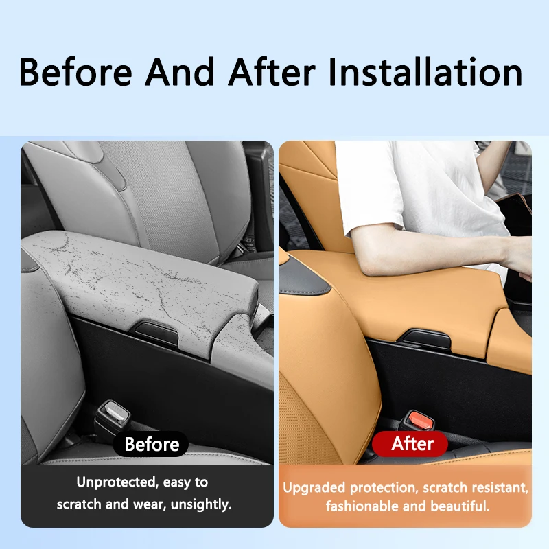QHCP Car Armrest Box Cover Panel NAPPA Leather Central Console Small Armrest Cover Lid Fit For Lexus ES 18-24 Interior Accessory