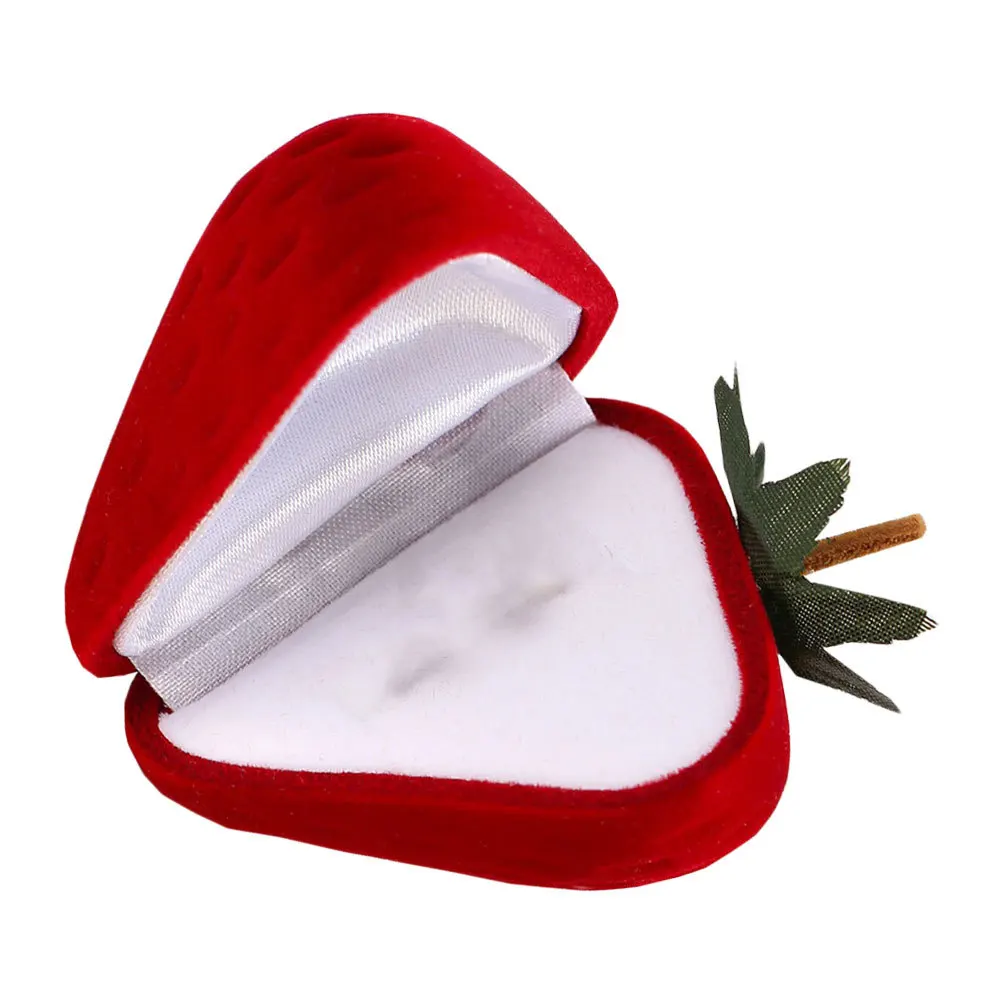 1Pcs Jewelry Box Red Strawberry Shaped Small Ring Necklace Holder Organizer Gift Packaging Case Jewelry Box Earring Case