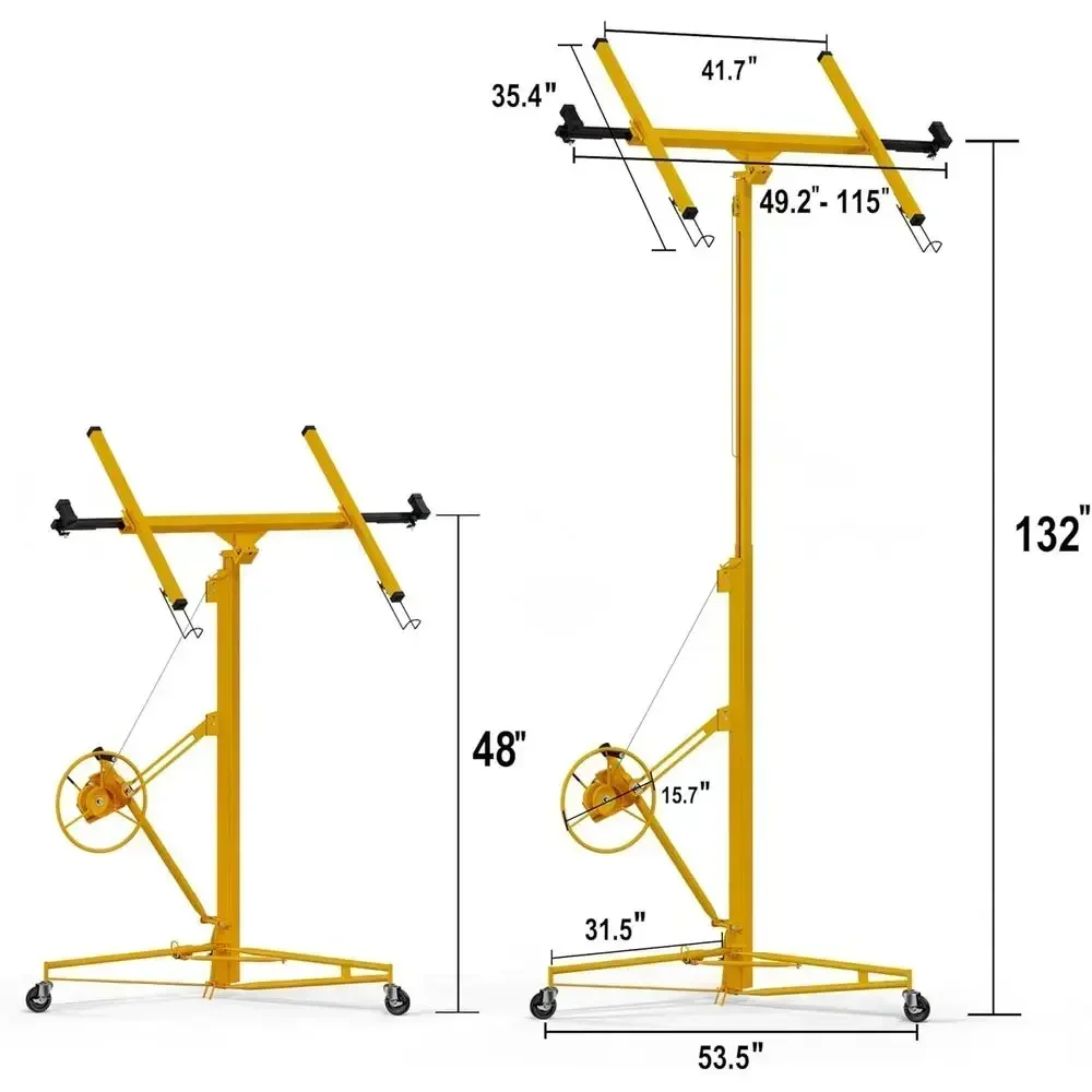 11 ft Drywall Lift,Drywall Rolling Lifter Panel,150 LBS Heavy Duty Sheetrock Lift Drywall Lift,Drywall Lift Panel Hoist Jack wit