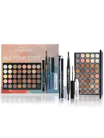 POPFEEL Eye Makeup Set, Eyeshadow Palette, Eyeliner, Mascara, Eyebrow Pencil, Makeup Tool Set Box, Gifts For Women