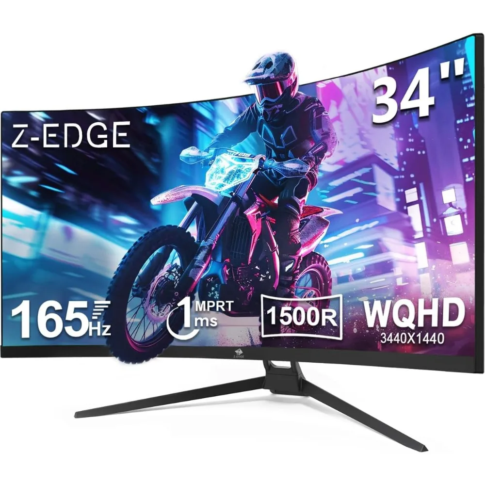 Ultrawide 2K Curved Gaming Monitor with 165Hz Refresh Rate, 21:9 Aspect Ratio, 1ms MPRT, 3440x1440 Resolution