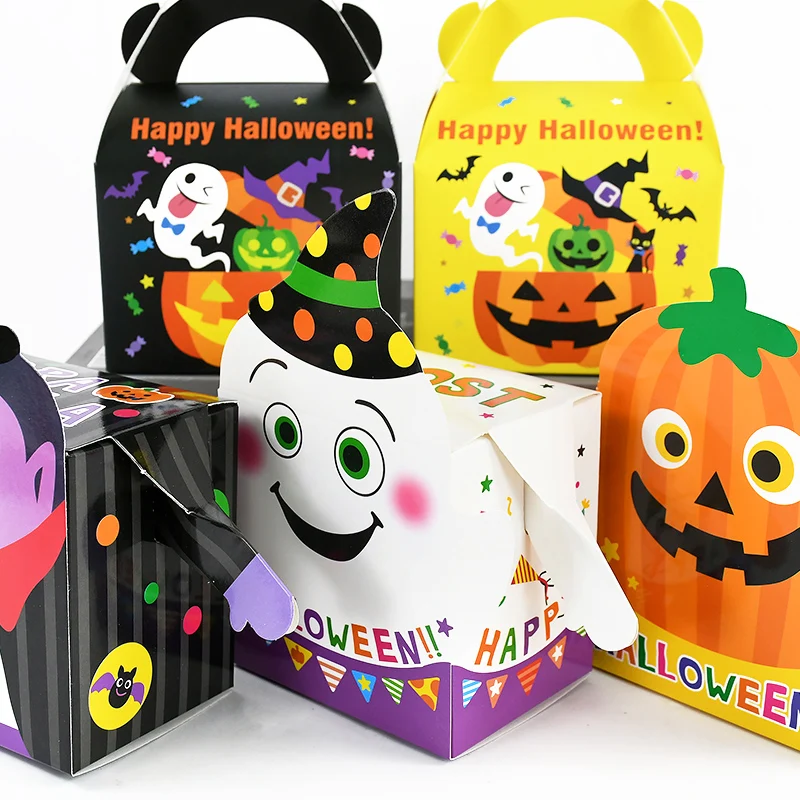 

4/6pcs Halloween Candy Box Pumpkin Ghost Trick Or Treat Biscuit Snack Bags For Kids Halloween Party Gifts Packaging Decor Supply