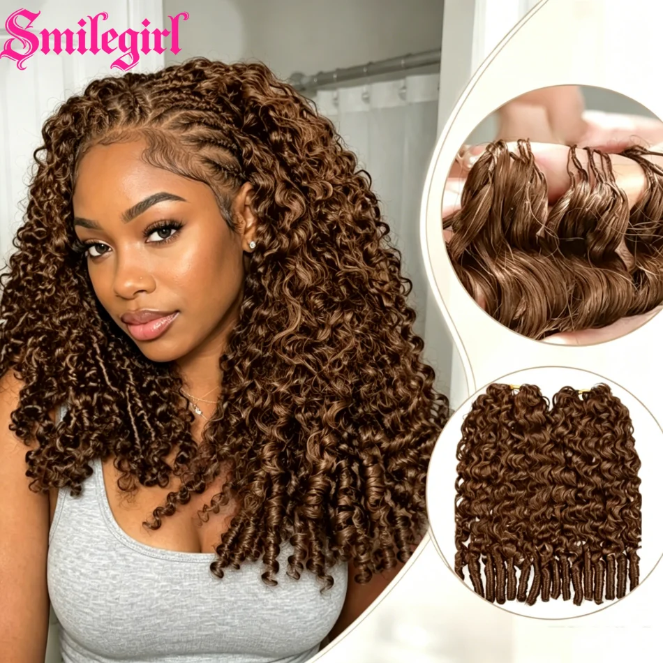 Extensiones de Cabello Humano Rizado Birmano para Crochet, 120g, Sin Nudos, Pre-Separadas, Invisibles, Reutilizables, Ligeras, 30 Pulgadas, Color Chocolate