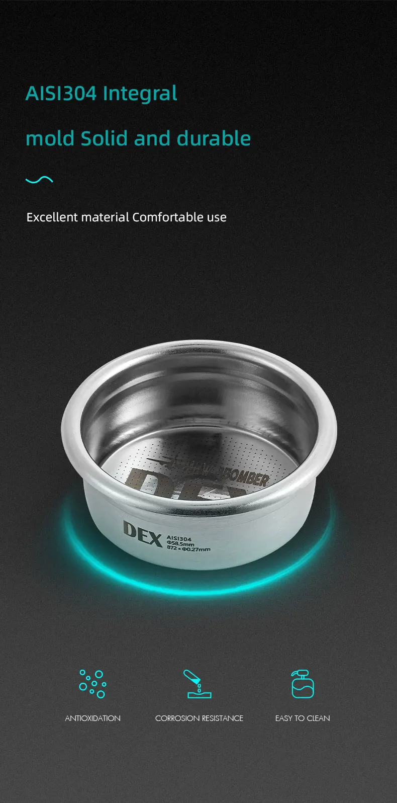 MHW-3BOMBER DEX Präzise 58,5mm Espresso-Kaffeefilterkörbe mit Espresso-Puck-Sieb Passend für 58mm Siebträger Barista-Zubehör – Detail 11