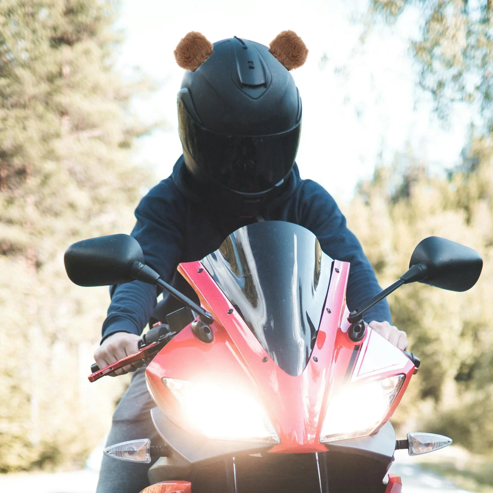 1Pair Bear Ear Motorcycle Accessories Cute Detachable Decoration Unique Rider Motorcycle Accessories Women