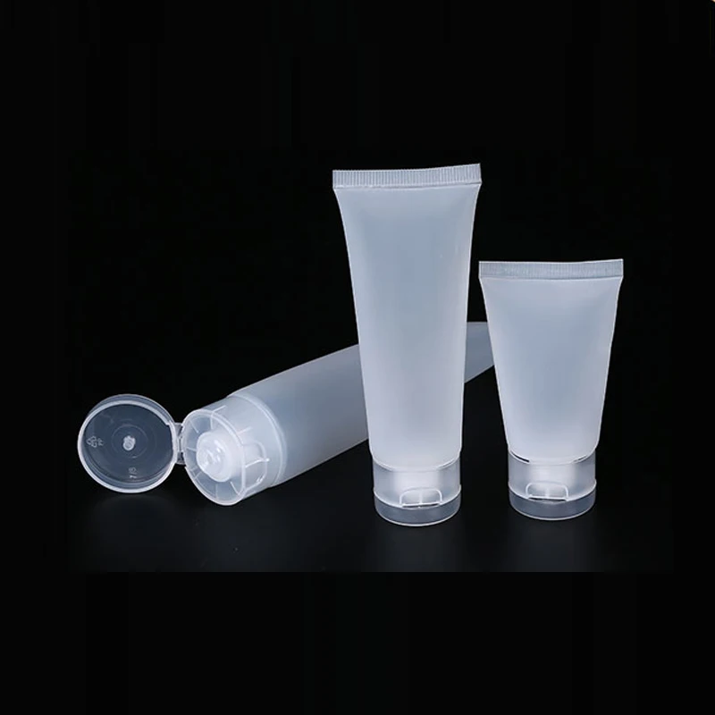 50Pcs Empty 5-100ml Cosmetic Frosted Soft Tubes with Flip Lids Refillable Hand Creams Lotion Containers Plastic Sample Bottles