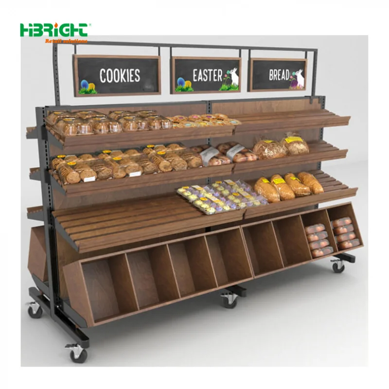 Custom. رف عرض مكون من 5 أرفف على الوجهين لتخزين النبيذ قابل للتخصيص شديد التحمل معدني وخشبي مع غطاء طرفي مزدوج