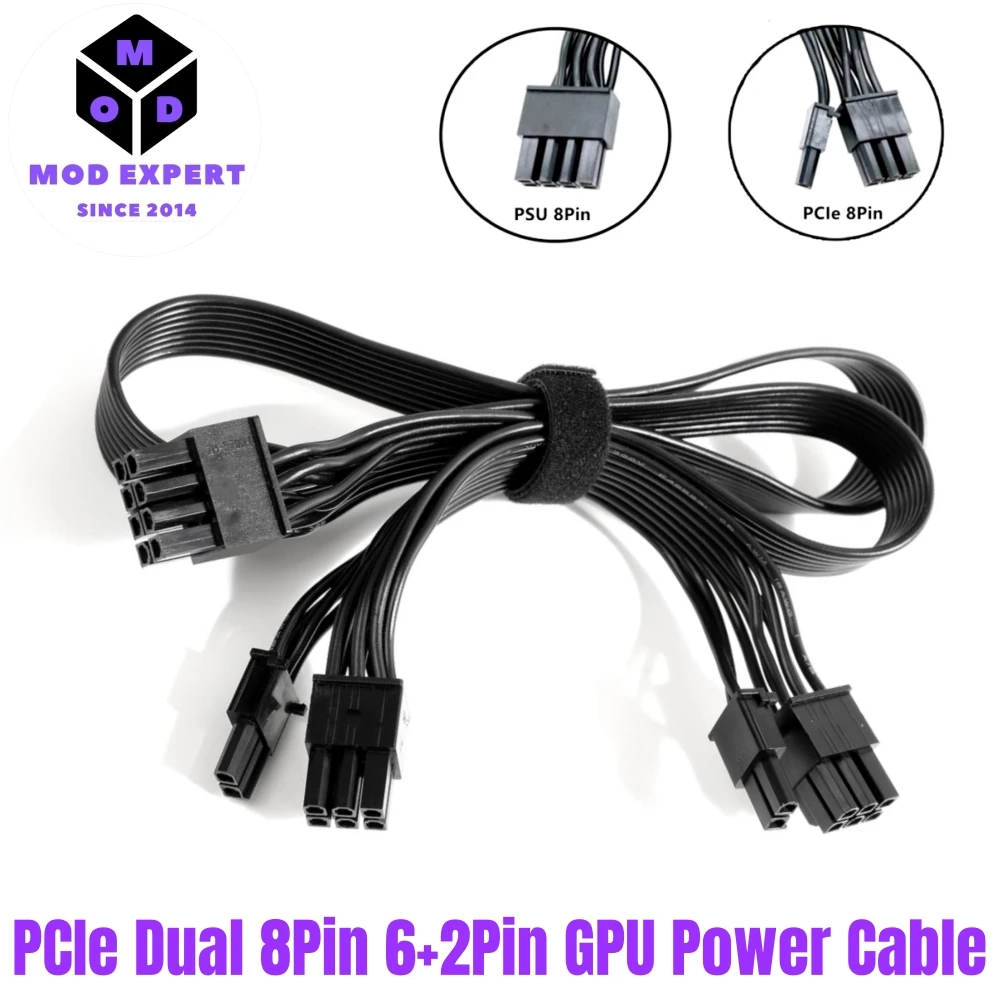 PCIe Dual 8Pin 6+2Pin with Pigtail 60+20CM 18AWG, GPU Power Cable for Corsair TX850M, TX750M, TX650M, TX550M TX-M Modular Powers
