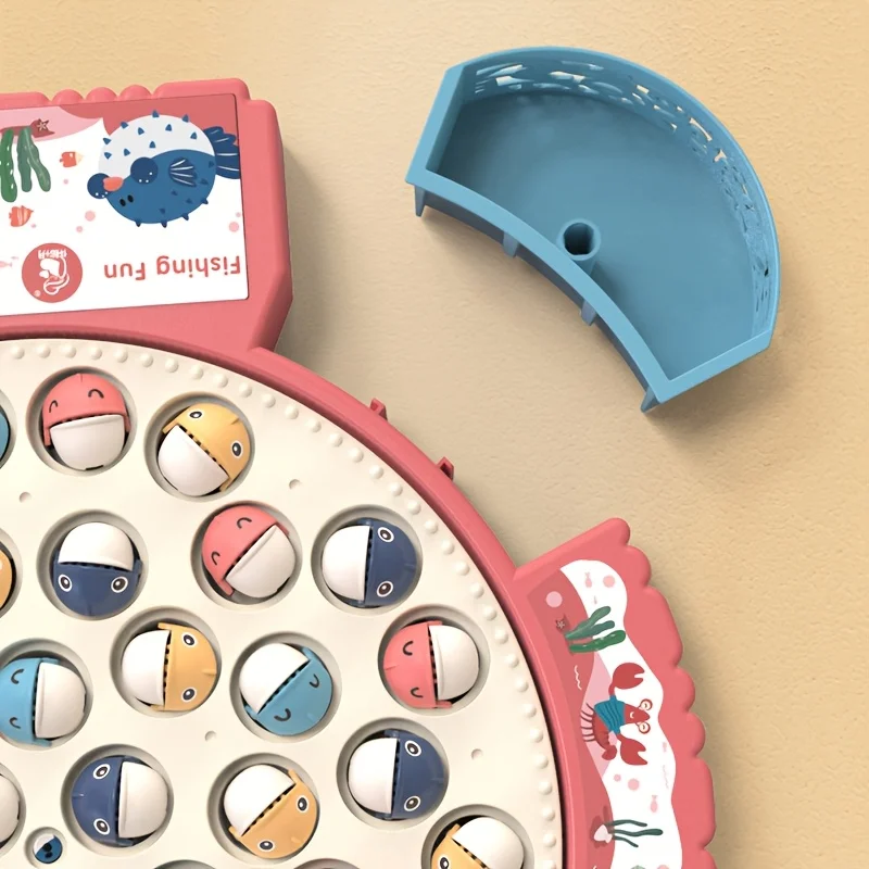 35 قطعة لعبة الصيد الكهربائية مع الموسيقى وملصقات لطيف، لعبة الصيد الممتعة المغناطيسية الدوارة للأطفال، خطاف الأسماك الدوارة