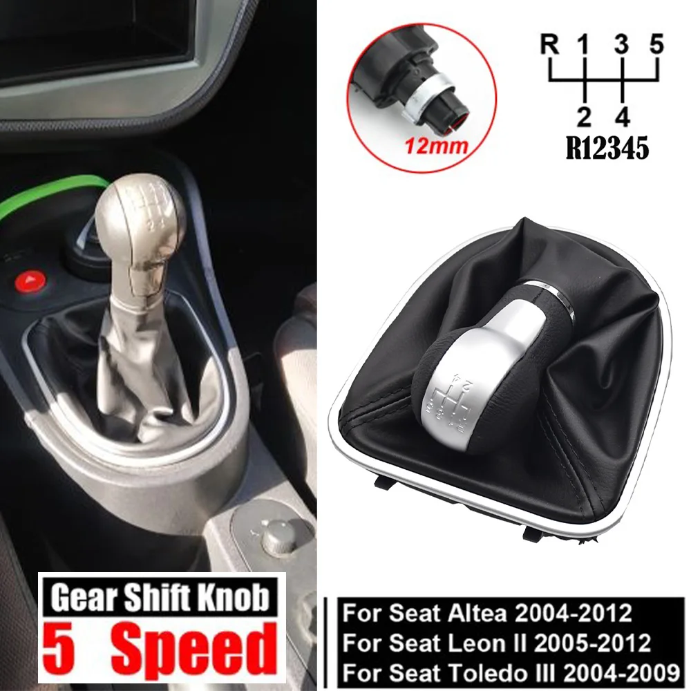 Car Gear Shift knob For Seat Altea Leon II Toledo III 2004-2012 Manual Stick Lever Pen Leather Gaiter Boot Cover