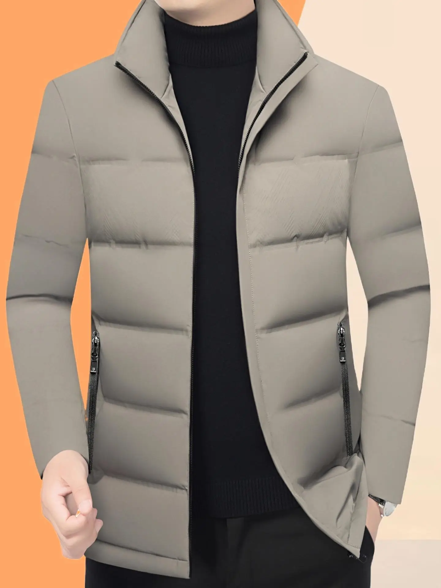 

Winter New Faion Busin Casual Stand Collar down Jaet Thi Warm Anti-Cold Outerwear for Middle-Aged Men