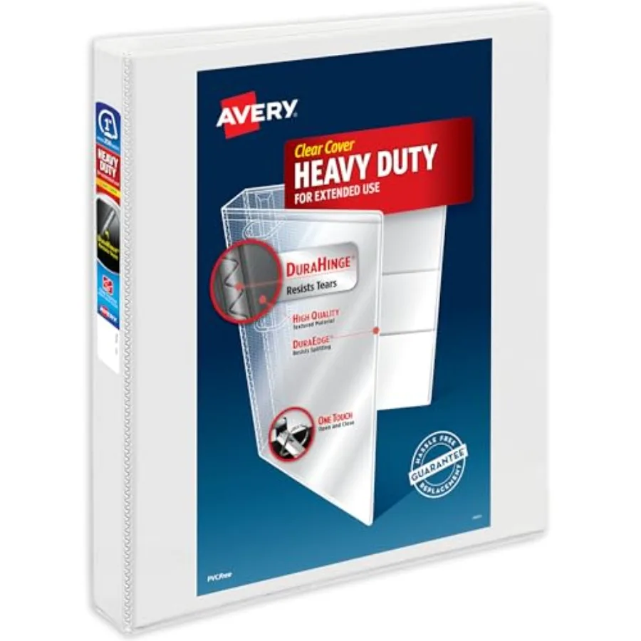 

Heavy-Duty View 3 Ring Binder, 1 Inch One Touch Slant Rings, 250-Sheet Capacity, DuraHinge, 1.4 Inch Wide Spine, Customizable C