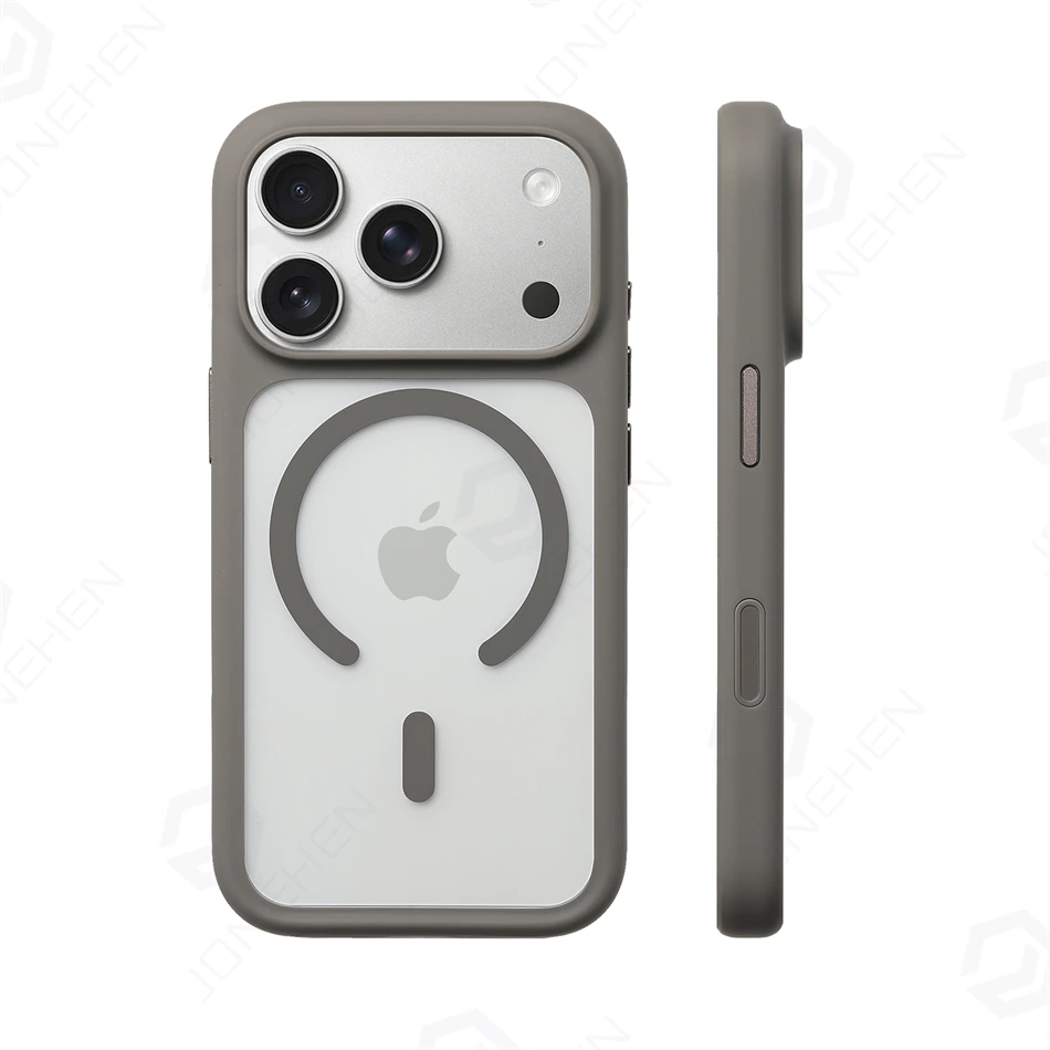 Przezroczyste etui z przyciskiem sterowania aparatem Magsafe do iPhone'a Air 16 17 18 Pro Max 17pro, pomarańczowa magnetyczna osłona odporna na wstrząsy. — zdjęcie produktu 3