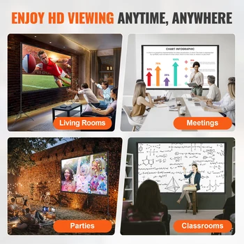 SucceBuy Projector Screen with Stand 100 120 150 inch 16:9 4K 1080 HD Portable Projection Screen for Home Office Theater Cinema 6