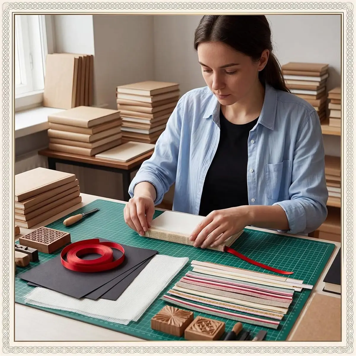 Complete Bookbinding Tool Kit, Including Bookbinding Cloth, Binding Tape, and Colored Ribbons-for DIY Crafting
