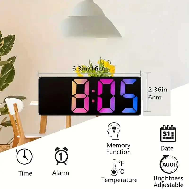 Último reloj Digital, despertador LED, reloj electrónico de escritorio para dormitorio con pantalla de temperatura, brillo ajustable, 12/24 horas