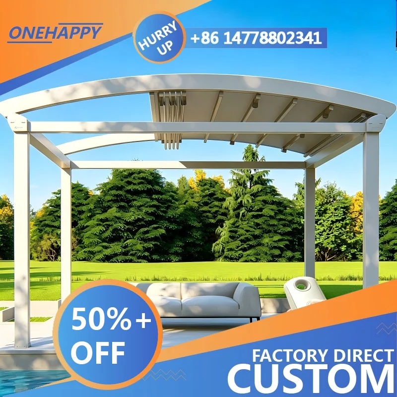Any Size Custom Aluminum Bioclimatic Pergola European Style Motorized Louvers High End Outdoor Patio Garden Luxury Sun Gazebo