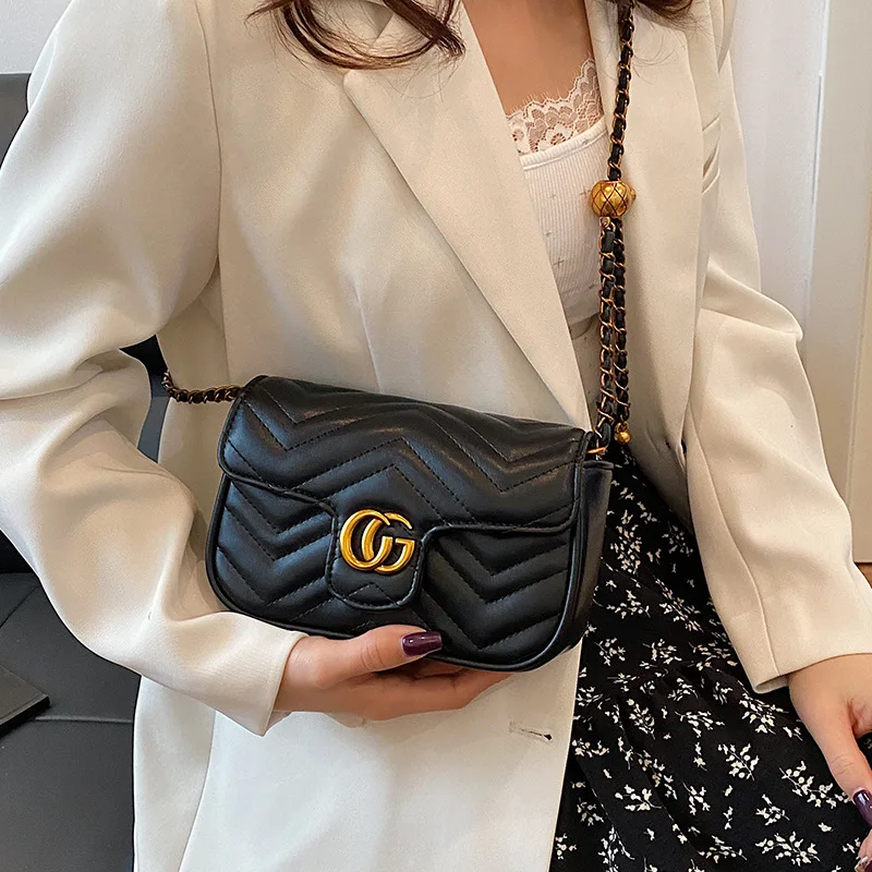 2025 Luxury Design Women's Small Square Stylish Handbag Chain Crossbody Shoulder Handbags Luxury Embroidered Check Square Bag