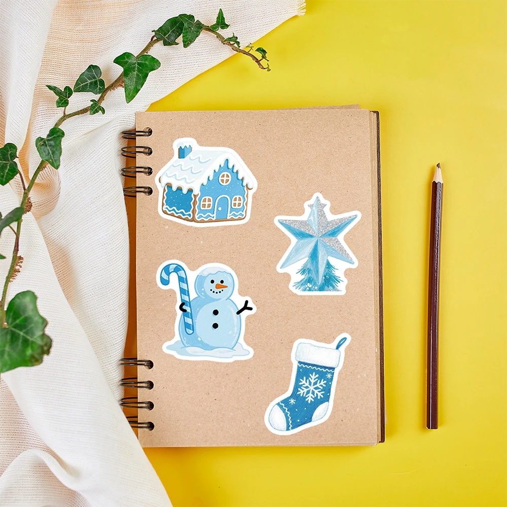 10/30/50 قطعة لطيف الجليد الثلوج عيد الميلاد الكرتون ملصقات الأزرق الجمالية الكتابة على الجدران الشارات DIY بها بنفسك الأمتعة الهاتف دفتر ملصق التعبئة #6