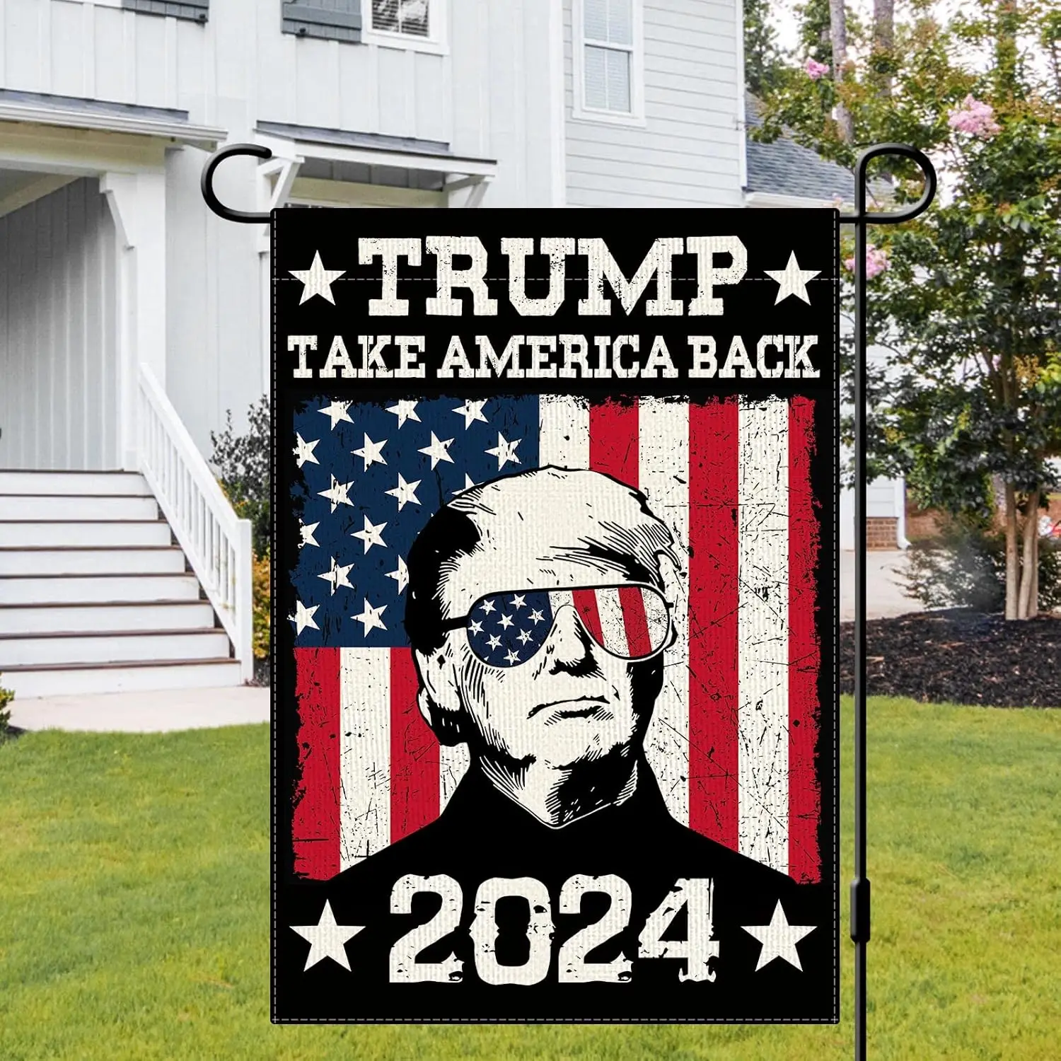 Trump 2024 Garden Flag Take America Back Garden Flag Rustic Vertical Double Sided Election Patriotic Outdoor Yard Decor