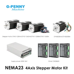 G Penny CNC 4 Axis Stepper Motor Kits X-Y-Z-A Axis 8.5Nm 2.2Nm & Power Supply & DB25 4 Axis XHC USB 1Mhz Controller