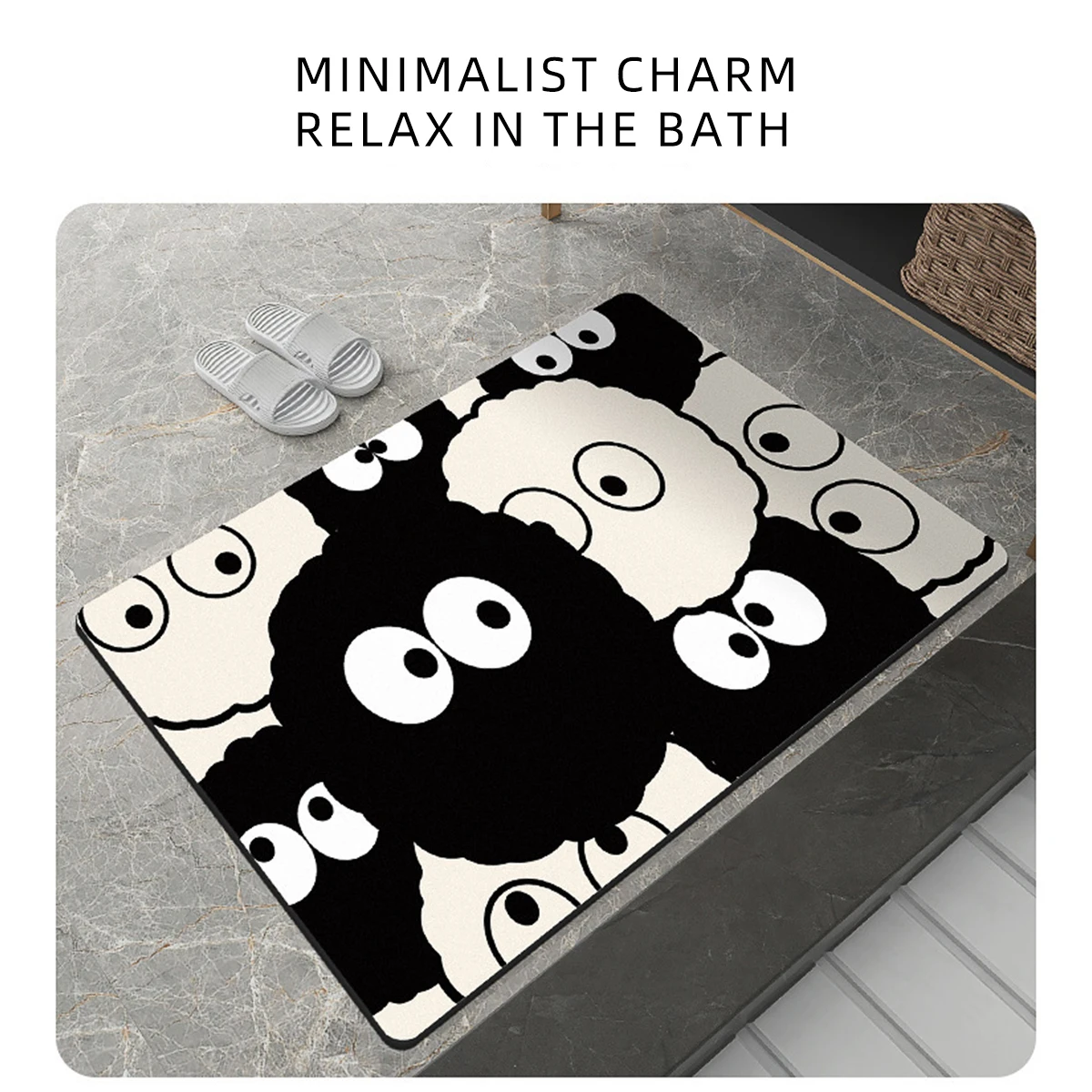 Cartoon Eyes Diatom Mud Anti Slip Mat Entrance Floor Mat Bathroom Quick Drying Foot Mat Washbasin Water Absorption Anti Slip Mat