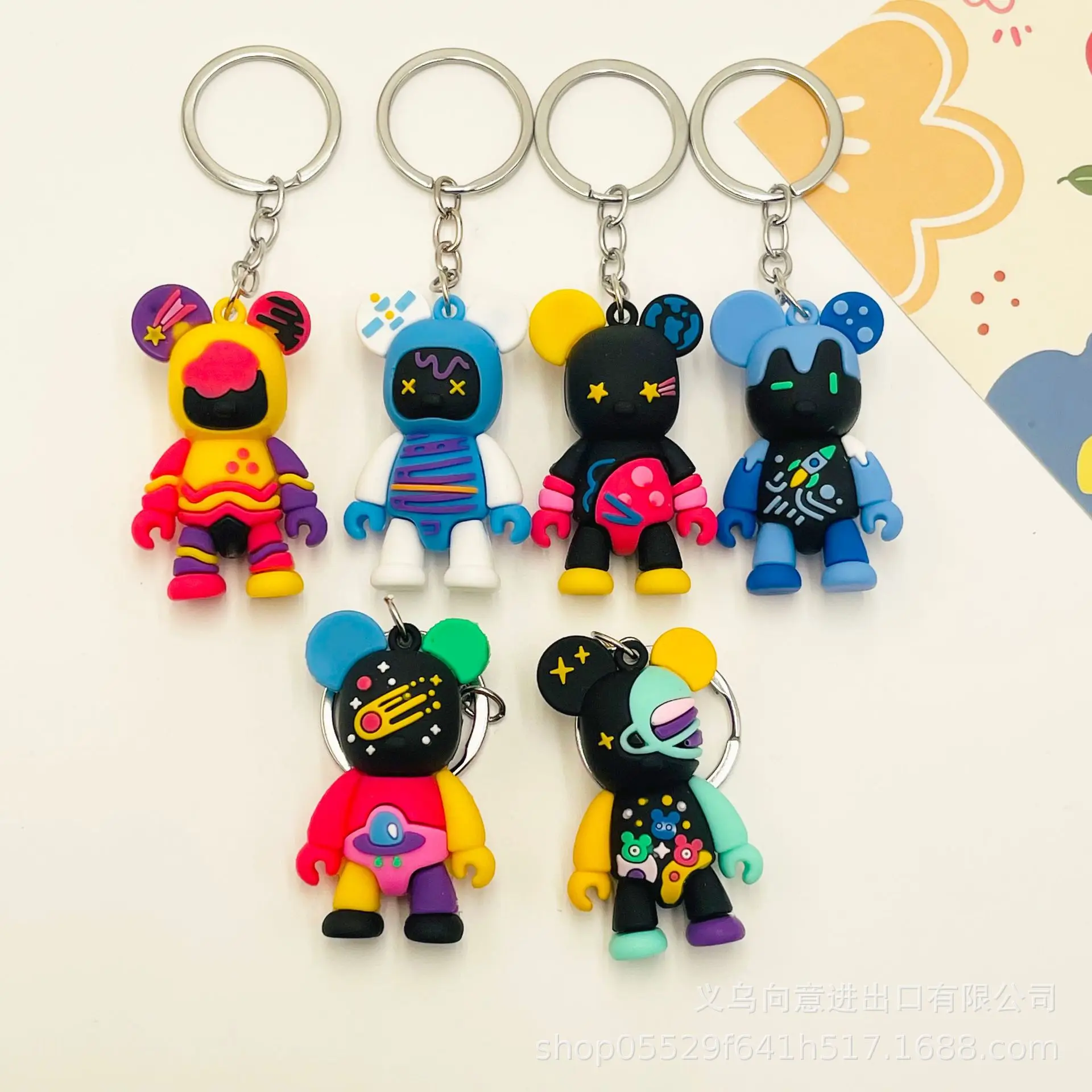 Creative cartoon space violent bear doll keychain bag pendant student gift ornaments clothing accessories