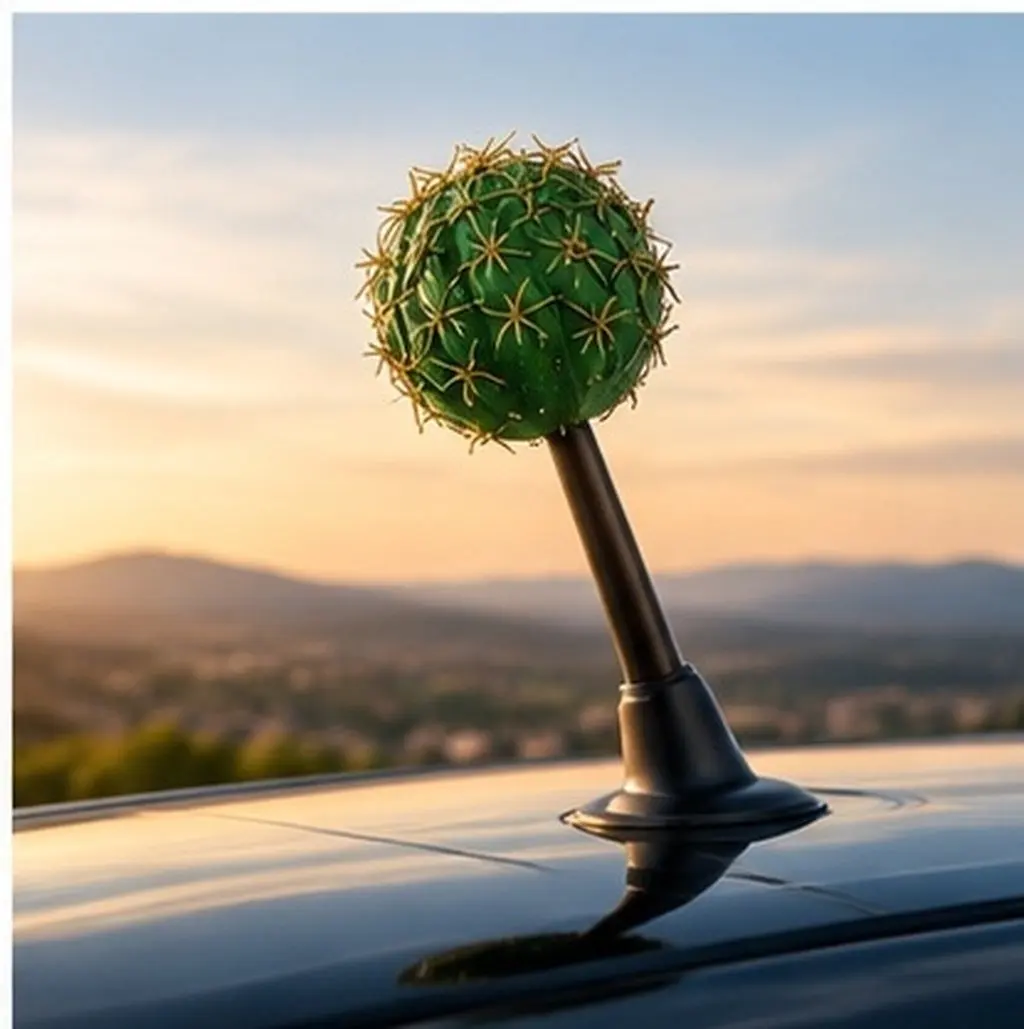 Car Antenna Topper Cartoon Cactus Foam Ball Auto Decoration Spring Base Exterior Accessories for Suv Truck Vehicle Mirror