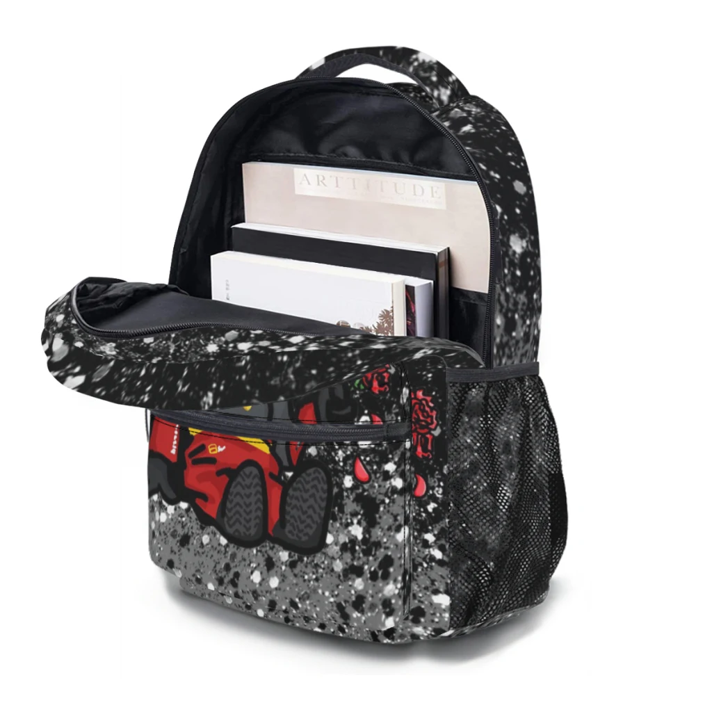 Neue modische dunkelgraue schwarze Dame Glitzer muster Schult asche drucken leichten Rucksack