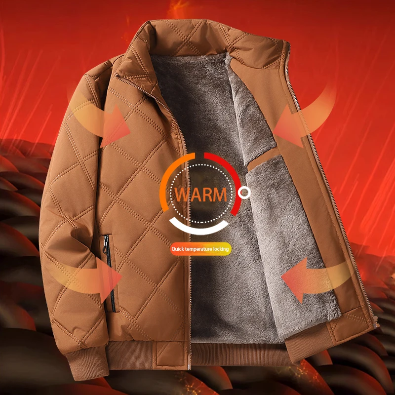 Jaqueta grossa quente de inverno masculina, Parkas de cor sólida, casacos acolchoados de algodão, blusa casual, roupas de carrinho