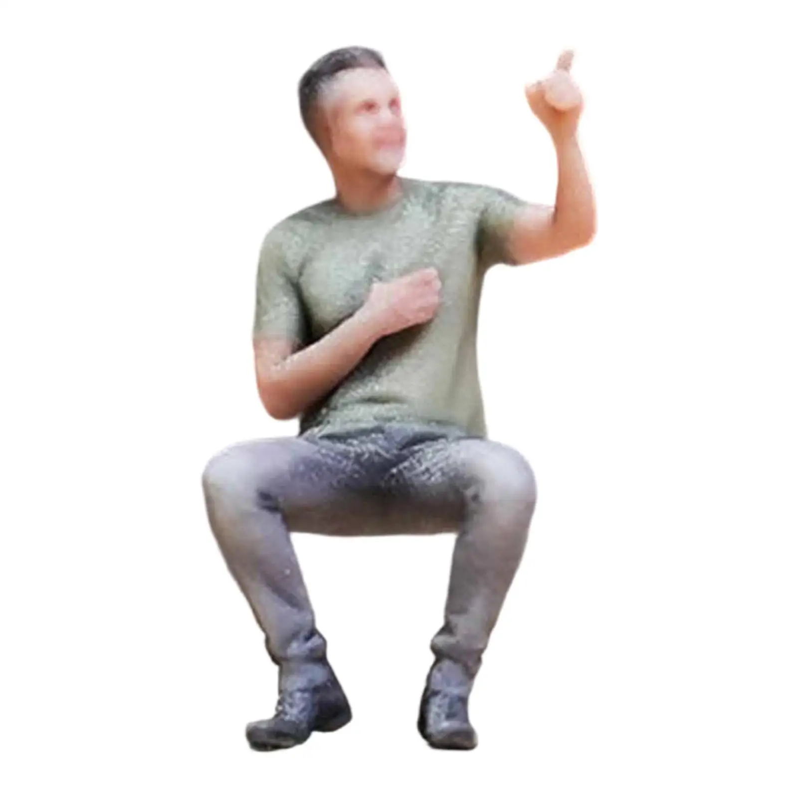 1/64 Miniature Sitting Male Figure,Scene Props Mini Painted Realistic for Model Trains Architectural Accessories Layout Ornament