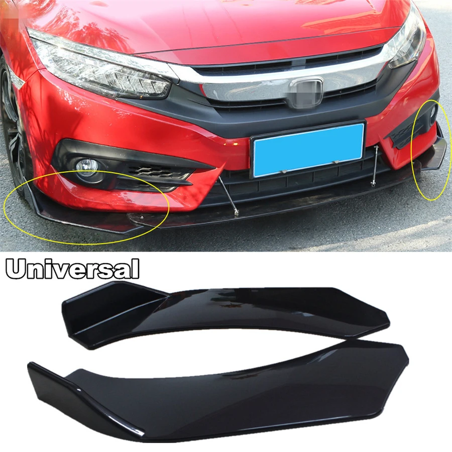

2X Universal Front Bumper Splitter Lip Body Protector Diffuser Kit For Car Black