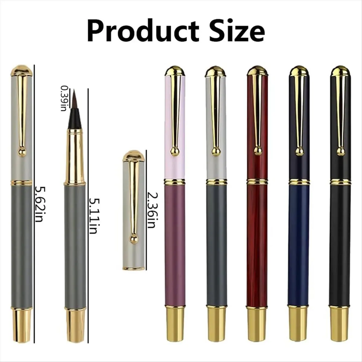 A20I 6Pcs Morandi Calligraphy Pens for Writing Beginners Chinese Brush Pens Hand Lettering Pens Soft Nib Metal Rod Pen