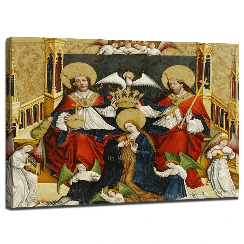 Catholicism Mary's Coronation Assumption Of The Virgin Incarnation Of Jesus Religion Canvas Wall Art By Ho Me Lili For Decor