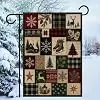 Rustic Christmas Holiday Patchwork Pattern Vibrant 12 X 18 Inch Double Sided Garden Flag, Polyester Yard Decor llz