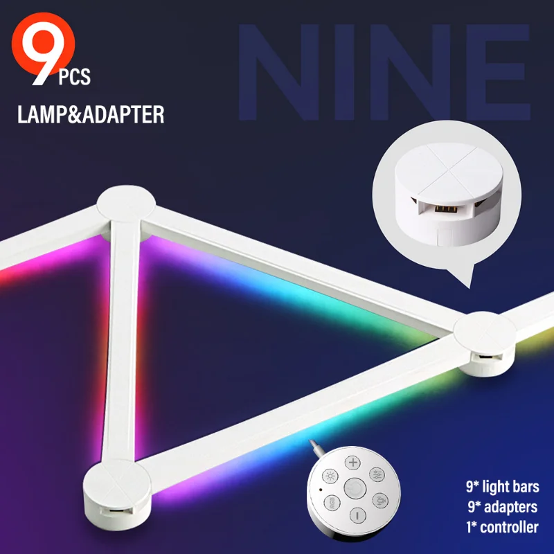 Lampes murales d'épissage LED intelligentes, décor de fond de salon minimaliste moderne, télécommande de chaussures, éclairage à intensité variable RVB