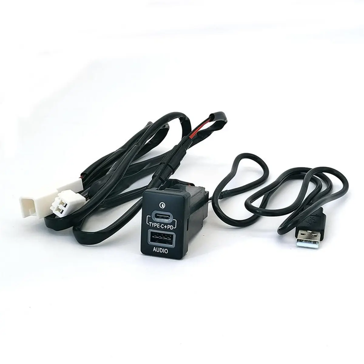 A67F Car USB QC3.0 Charger Input Adapter Audio Socket for Toyota Innova Prius Hilux Land Cruiser HIACE 2017-2022