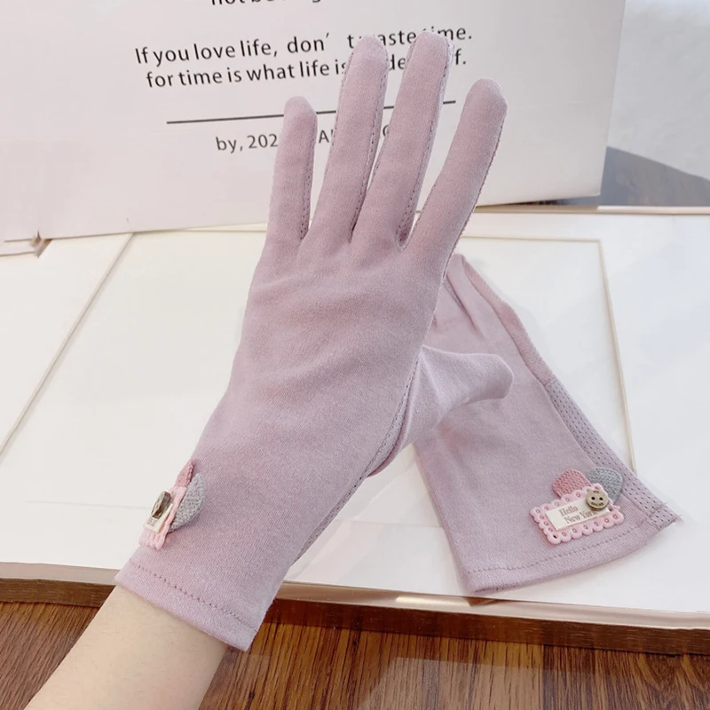 Women Summer Thin Anti-UV Sun Protection Cute Gloves Outdoor Riding Driving Fashion Non-Slip Breathable Full Finger Mittens T282