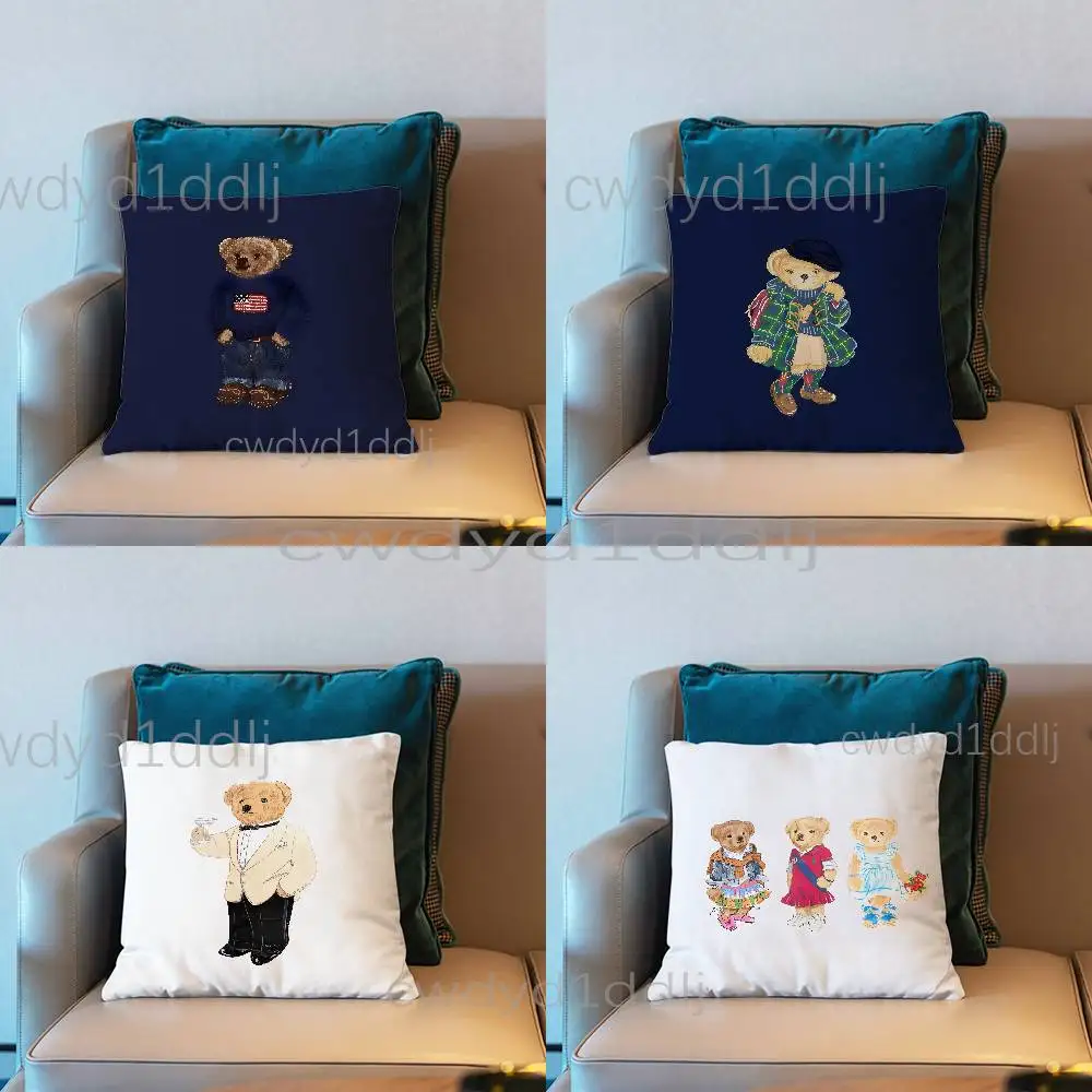 

P-PoloS Fashion Bear Pillowcases Cute Funny Pillow Case For Wedding Party Home Decor Comfy Pillow Cover