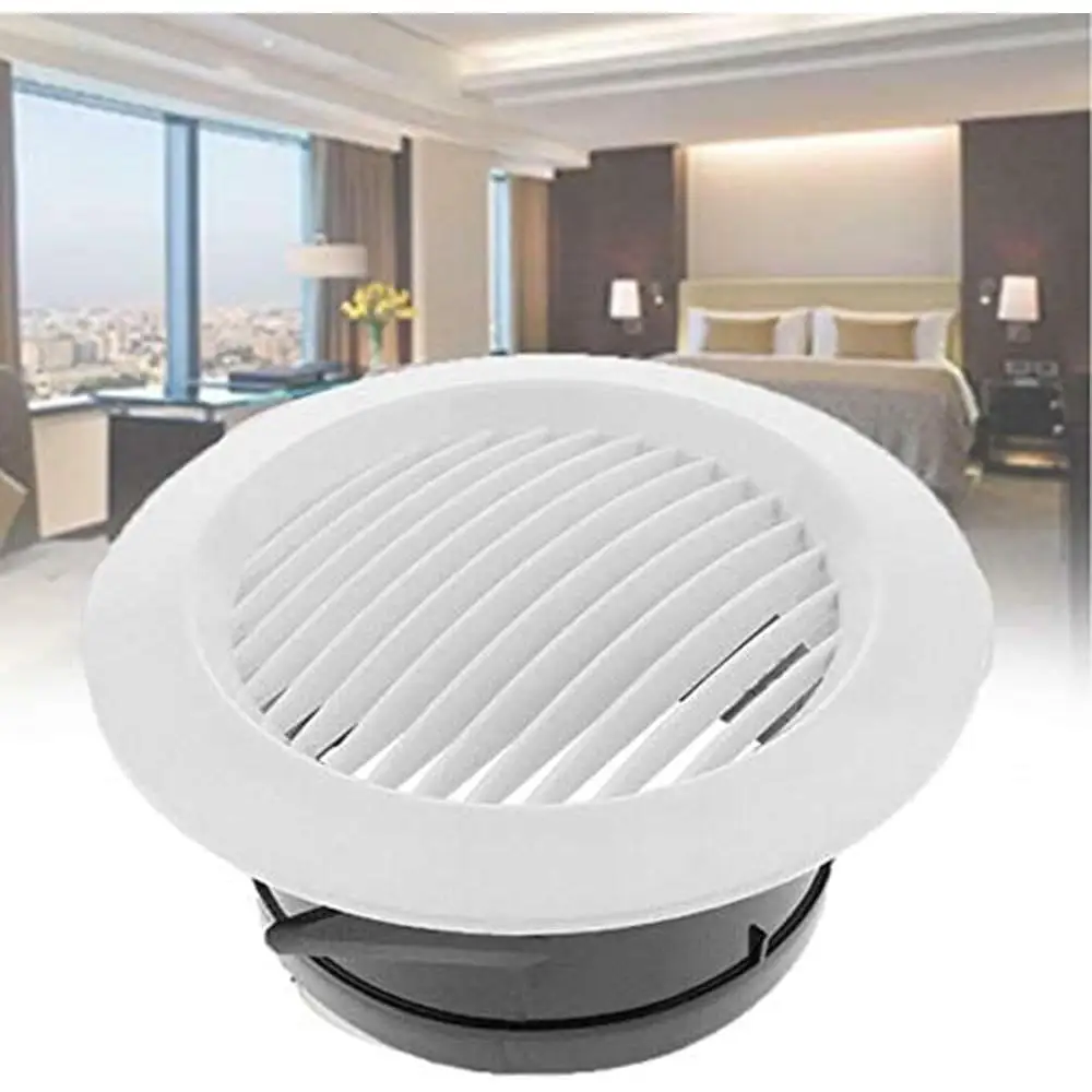 RV Air Vent Grille with Cover Round Ducting Ventilation Grilles Camper Air Extract Ventilation White 125MM