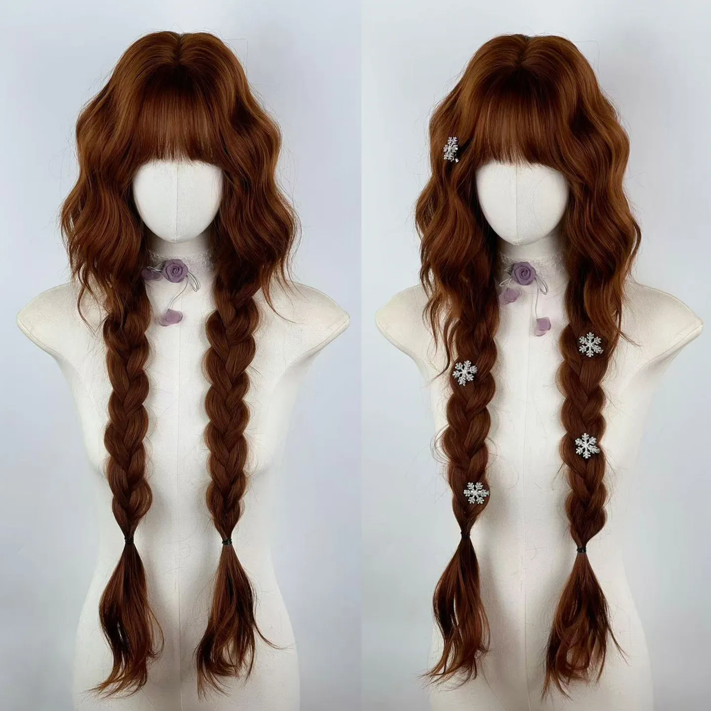 Wig Female Brown Retro Water Pattern Roll Big Wave Long Hair Mori High Level Wool Roll Natural Headgear