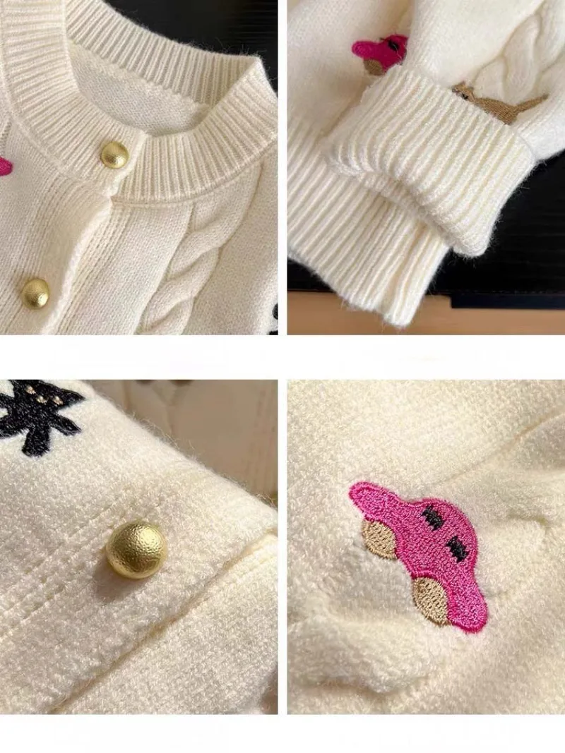 Kinder Mädchen Strickjacke UNITIM Herbst 3-10 Jahre Kinder Mädchen Strickmantel Cartoon-Stickerei Säugling Baby Mädchen Oberbekleidung Mantel – Detail 5