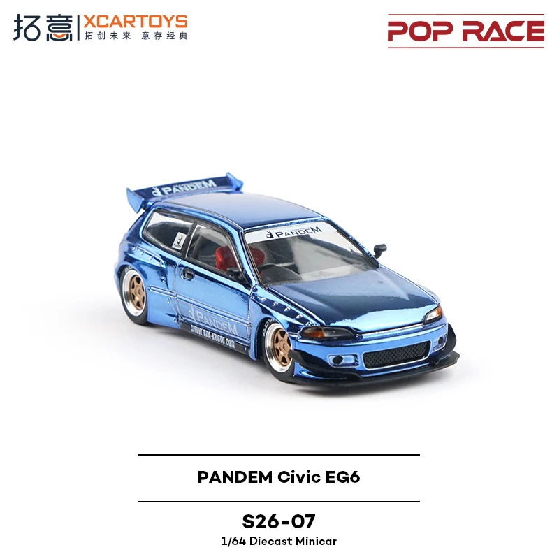 الجديد في المخزون Xcartoys Poprace 1:64 Honda Civic Eg6 Hatchback Supercar سبيكة سيارة مصغرة دييكاست هوندا الحلي لعبة مخصصة للأطفال