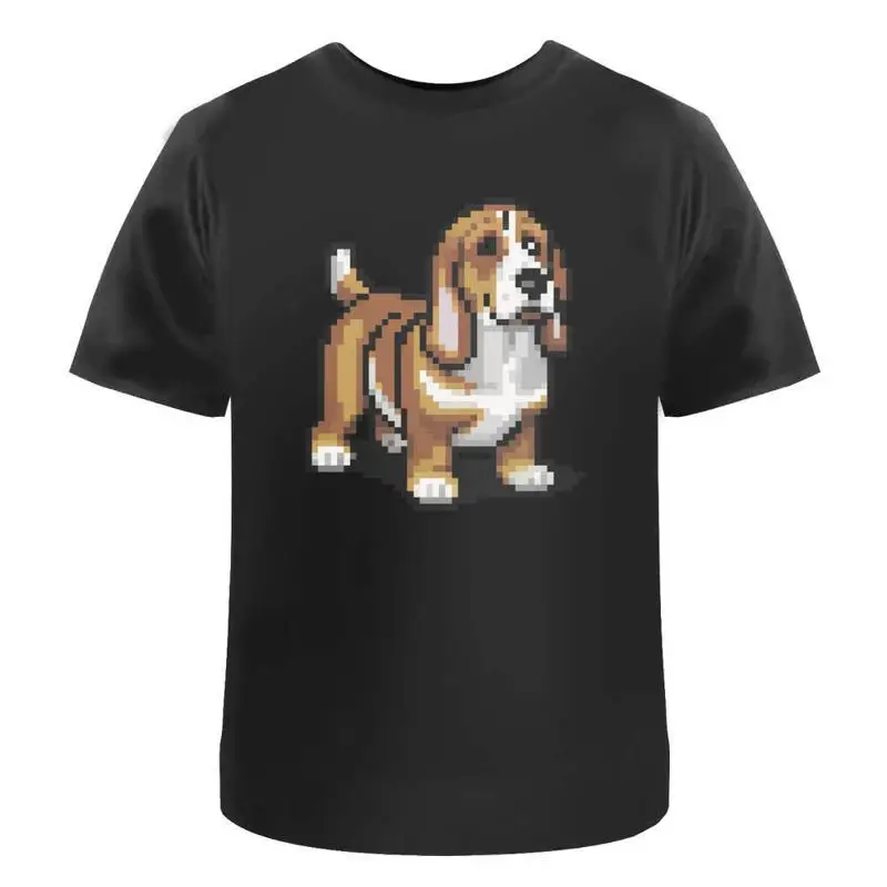 

Pixel Art Basset Hound' Cotton T Shirt Ta043970