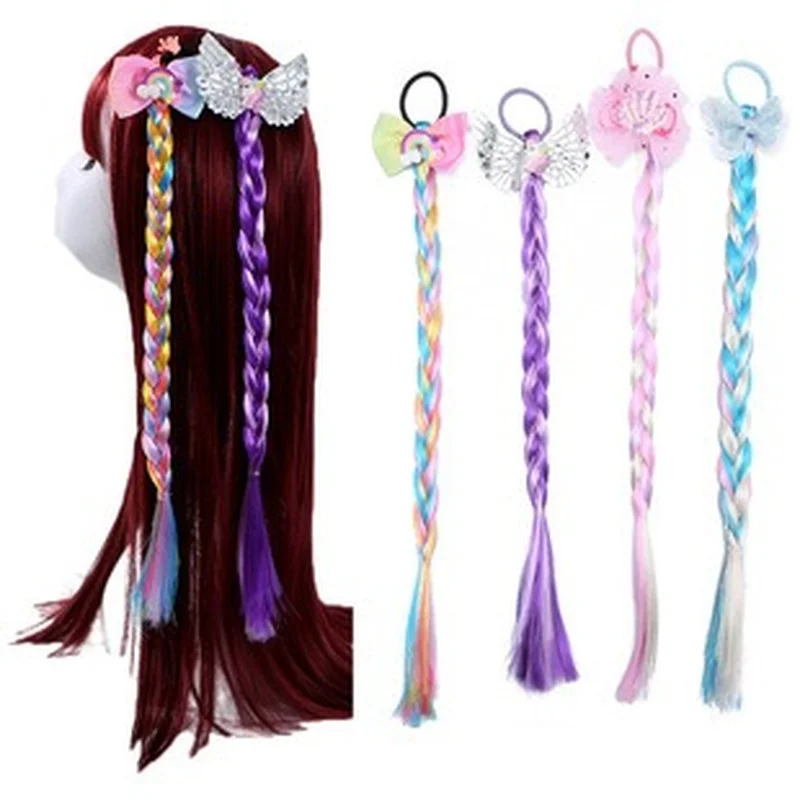 Unicorn Cartoon Hairpin Child Twist Hair Clip Simple Barrette Cute Girls Hair Rope Accessories Kids Wig Rope Hair Head Wear