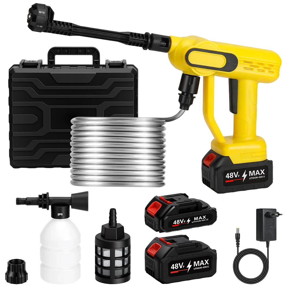 تصميم جديد 6 في 1 فوهة صناعية كهربائية محمولة لاسلكية 21 فولت 7 بار غسالة ضغط السيارة