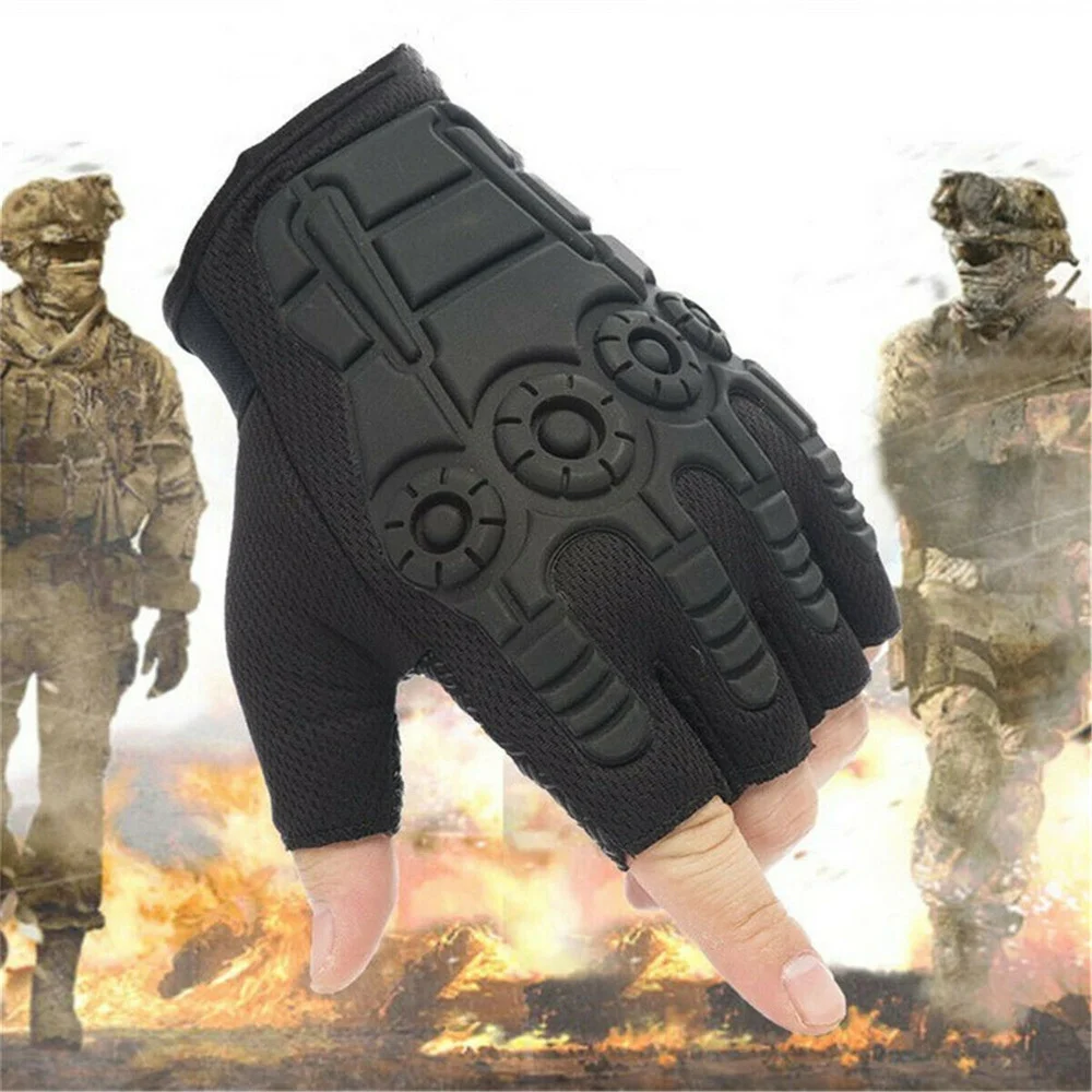 New Tactical Half Finger Gloves Men Women Split Finger Gloves Outdoor Sport Cycling Mittens Camouflage Fighting Fitness Tool