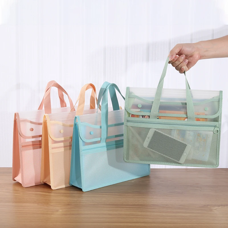 

Kobest Ins Wind Thickened Waterproof School Bag New PP Patterned Horizontal Vertical Student Study Bag Exam Paper Storage Bag