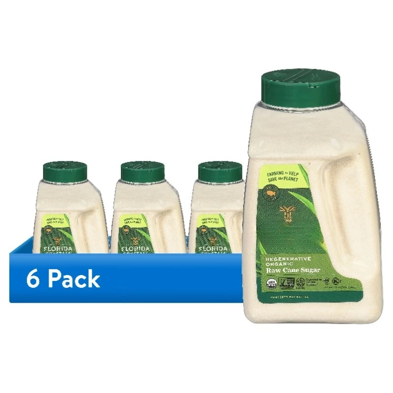 

(6 pack) Regenerative Organic Raw Cane Sugar, 48 oz Jug