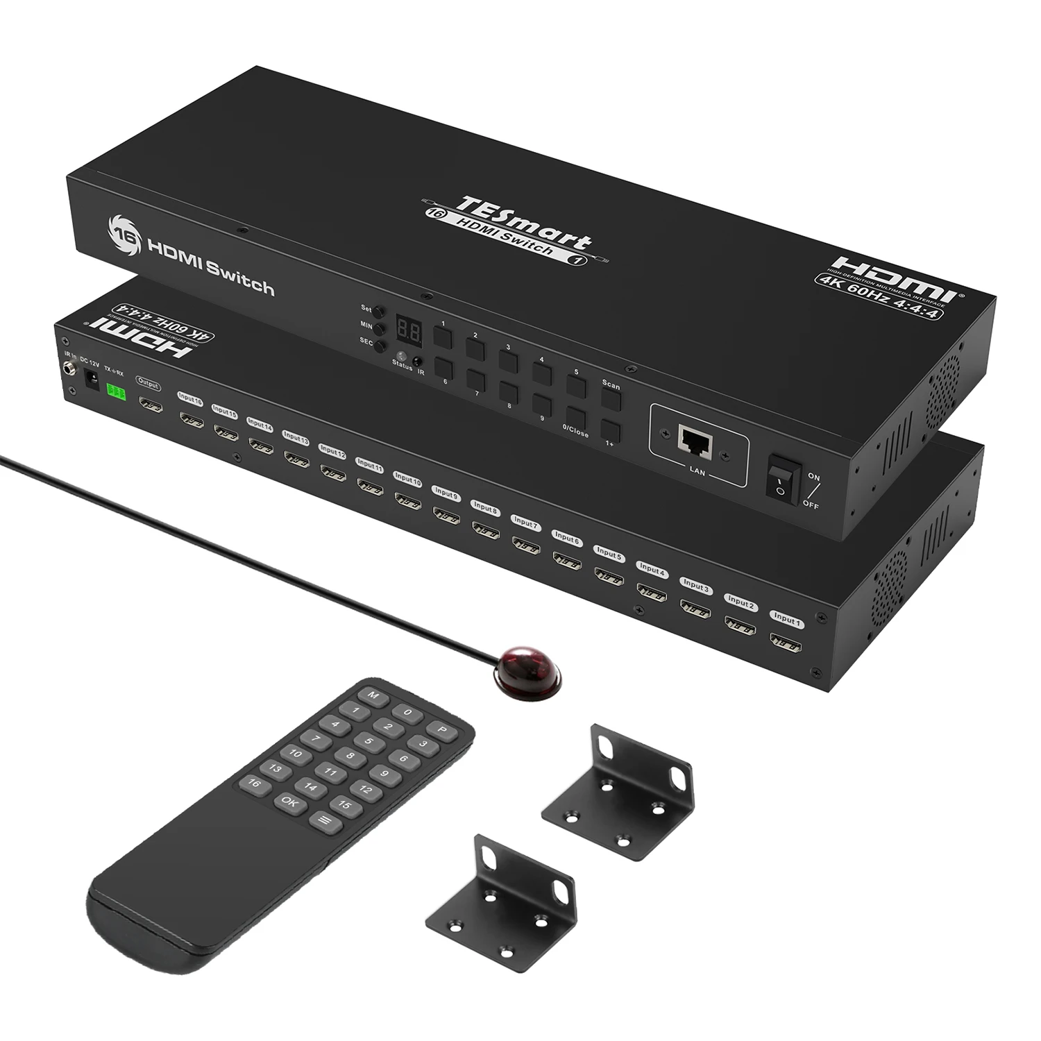 

16 Port HDMI Switch 4K UHD 3840x2160 60Hz with RS232 LAN Port Support HDCP 2.2 EDID 16x1 Video Switcher Box